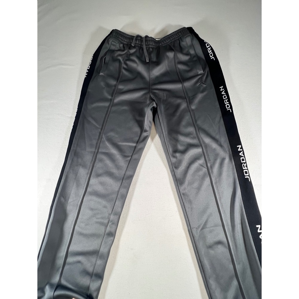 Jordan Mens Track Pants Gray Black Side Logo Tape Jumpman Size Large RN856324